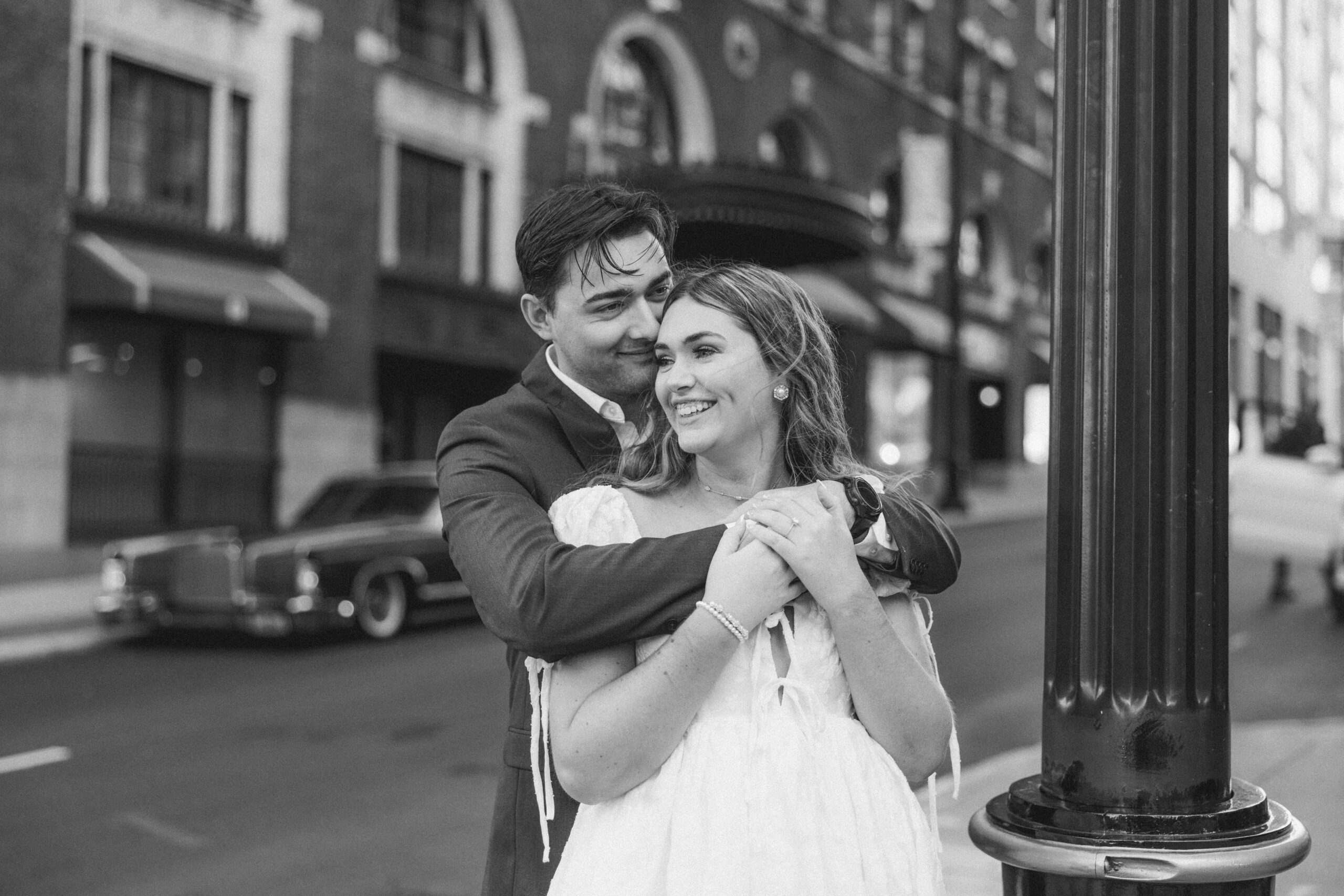 Black and white portrait of an engagement couple, Tatyana Zadorin Photographer. Kansas City wedding photographer