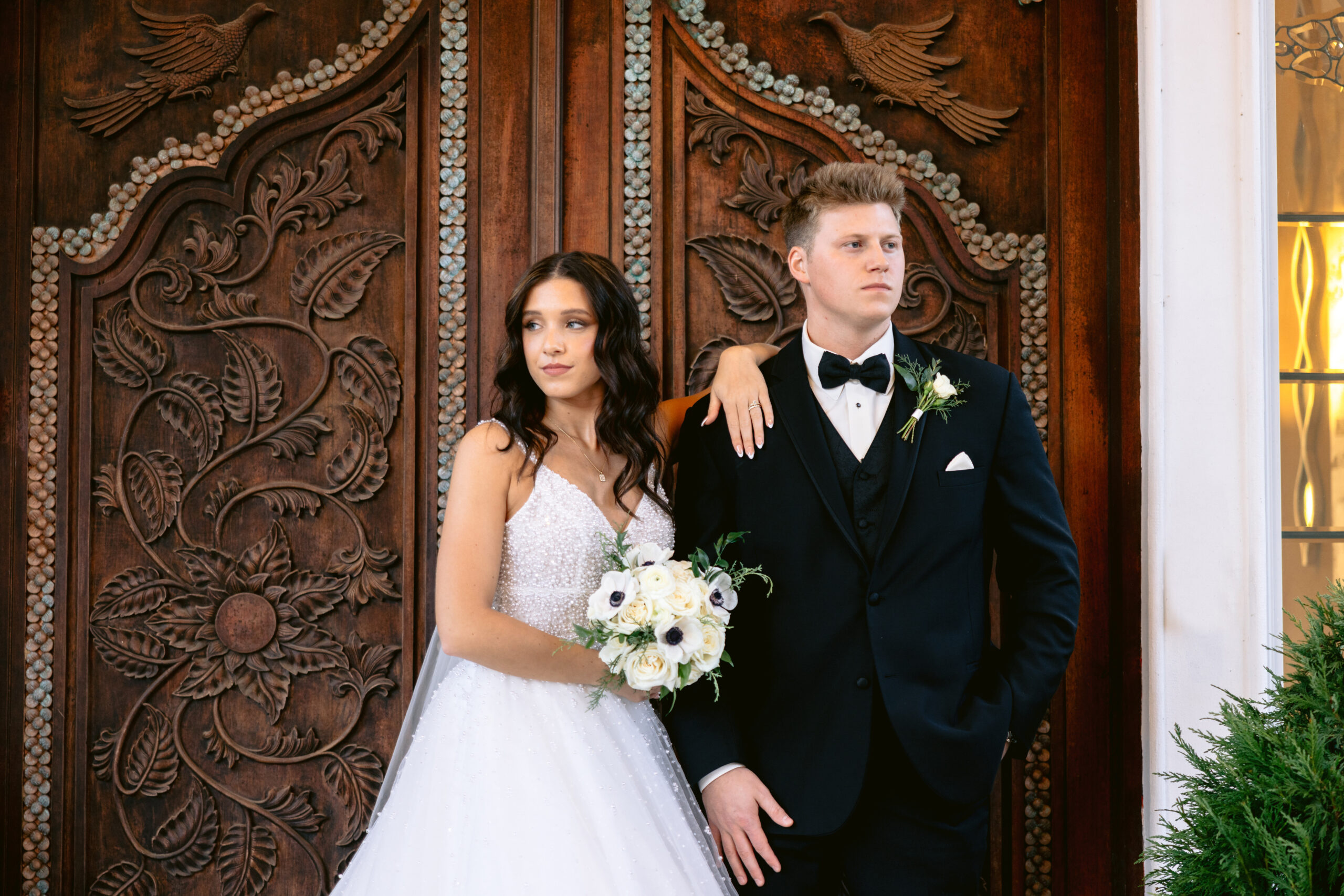bride and groom looking opposite directions portrait. Tatyana Zadorin Photography. Missouri wedding photographer