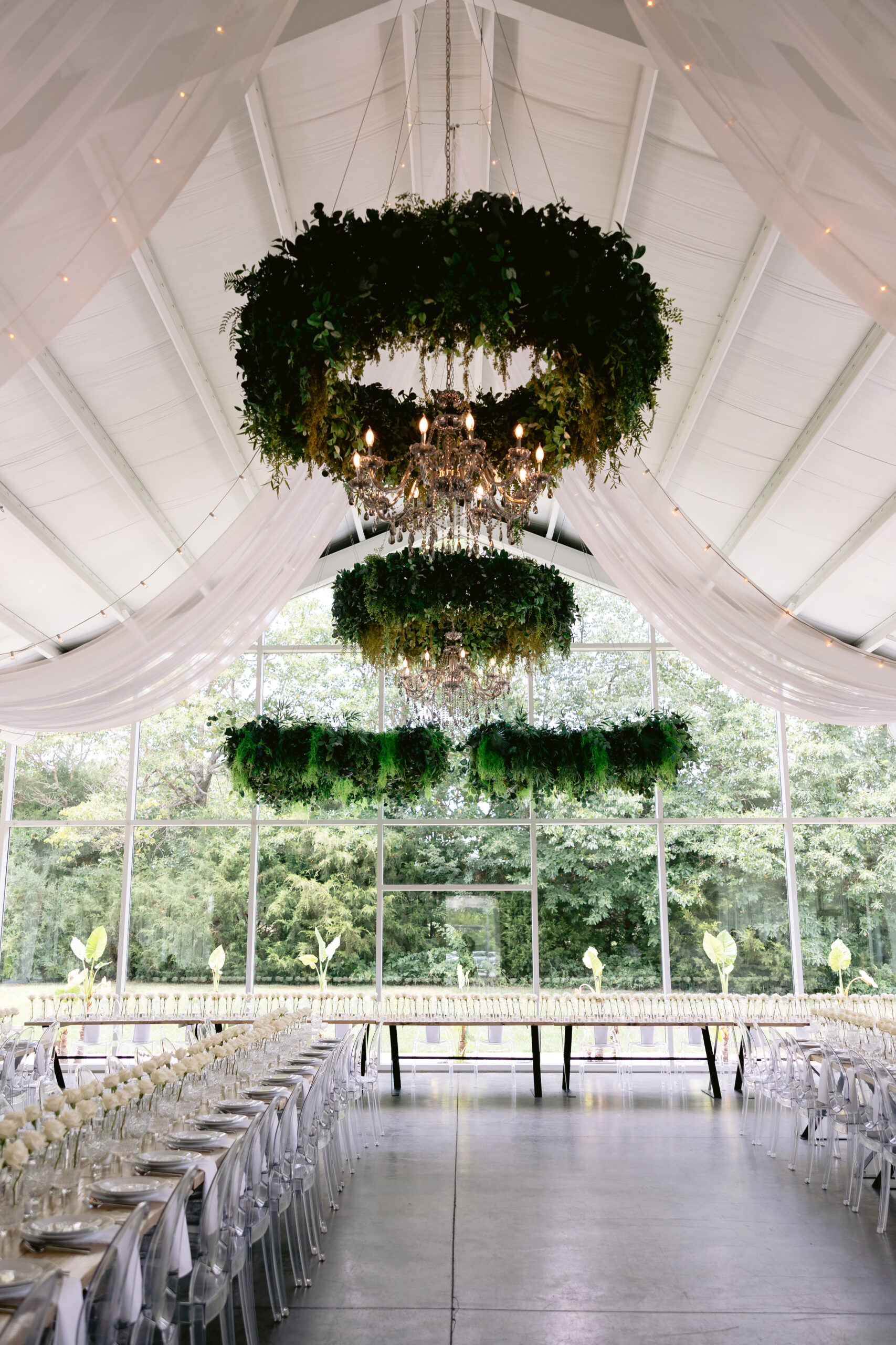 Greenhouse Two rivers wedding ceremony Reception dinner decor photographed by Tatyana Zadorin Photography